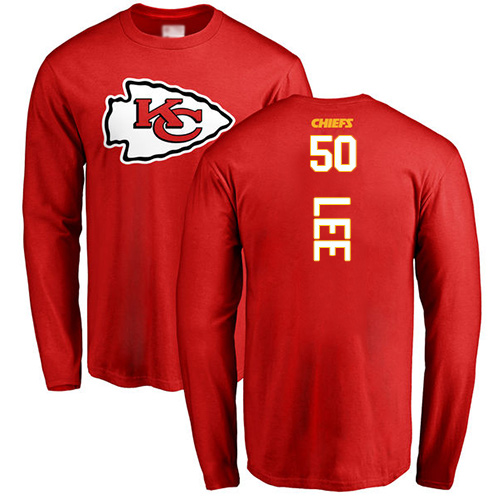 Men Kansas City Chiefs #50 Lee Darron Red Backer Long Sleeve NFL T Shirt